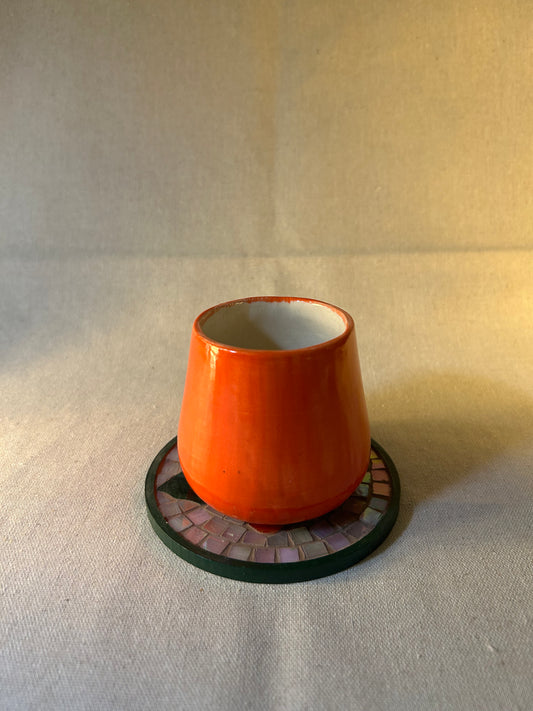 Mozaik Tablalı Turuncu Fincan