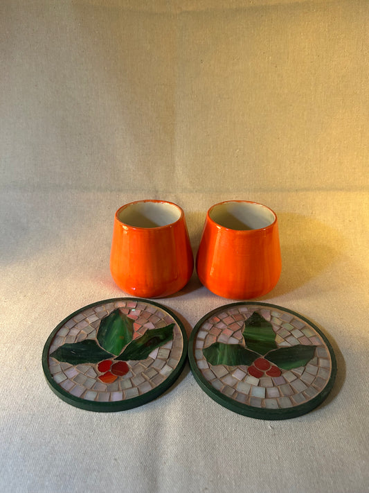 Mozaik Tablalı Turuncu Fincan