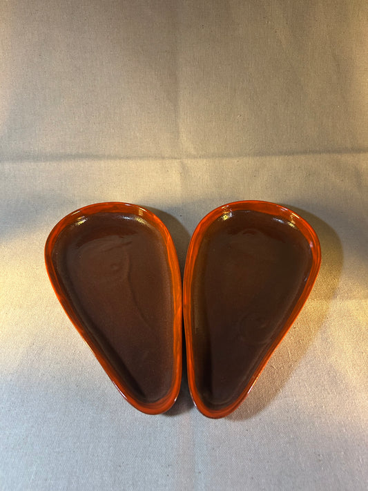 Turuncu Kahve Badem Servis Tabağı