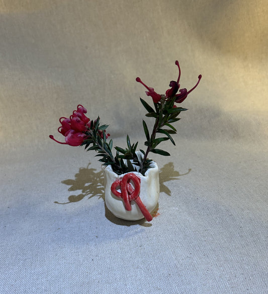 Kırmızı Beyaz Mini Çiçeklik Buzdolabı Magneti