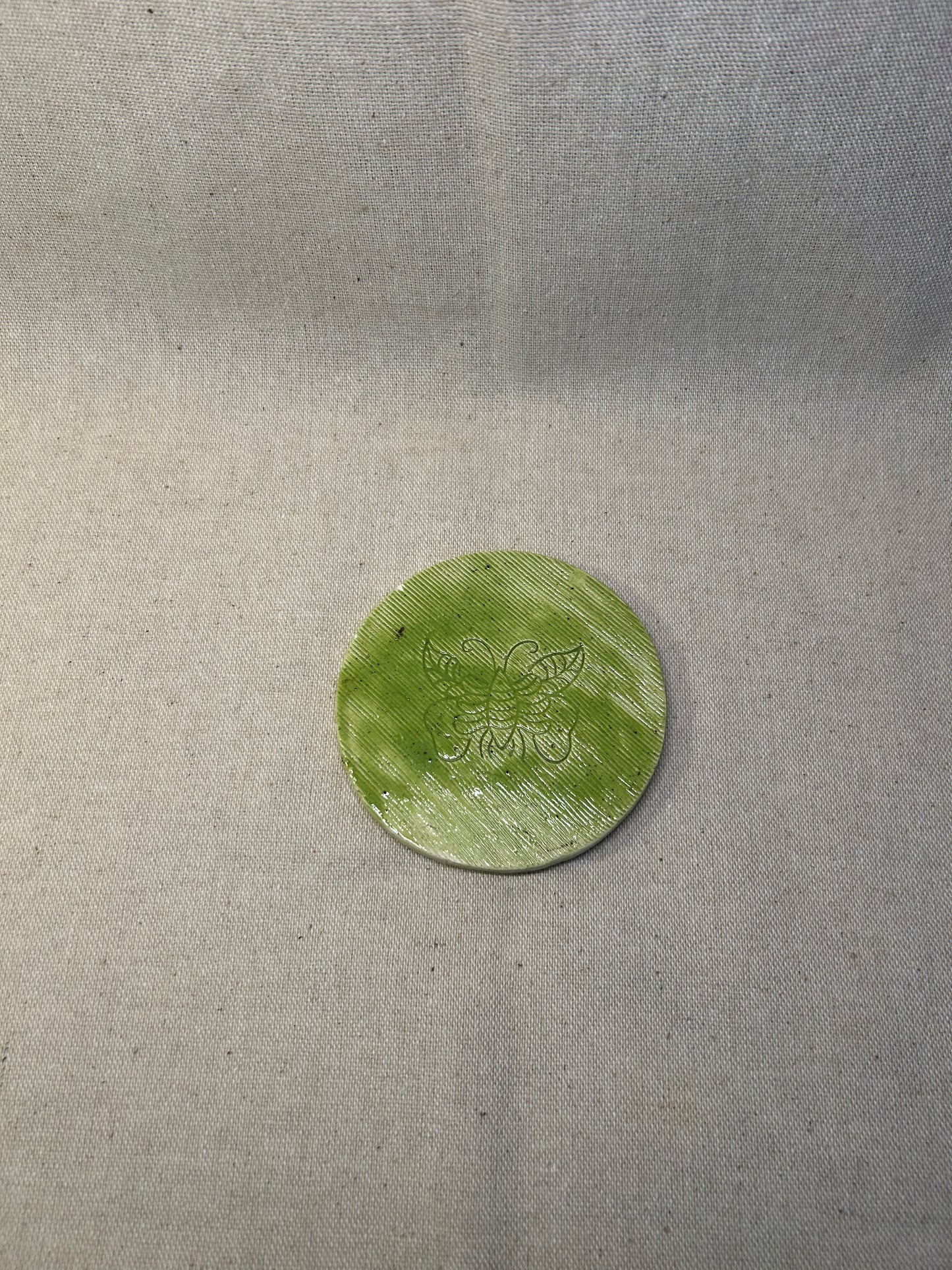 Yeşil Kelebekli Bebek Bardak Altlığı